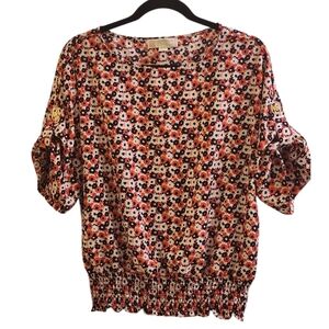 Michael Kors Red and Black Floral Blouse. Medium Size.